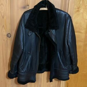 Winter leather jacket genuine and vintage